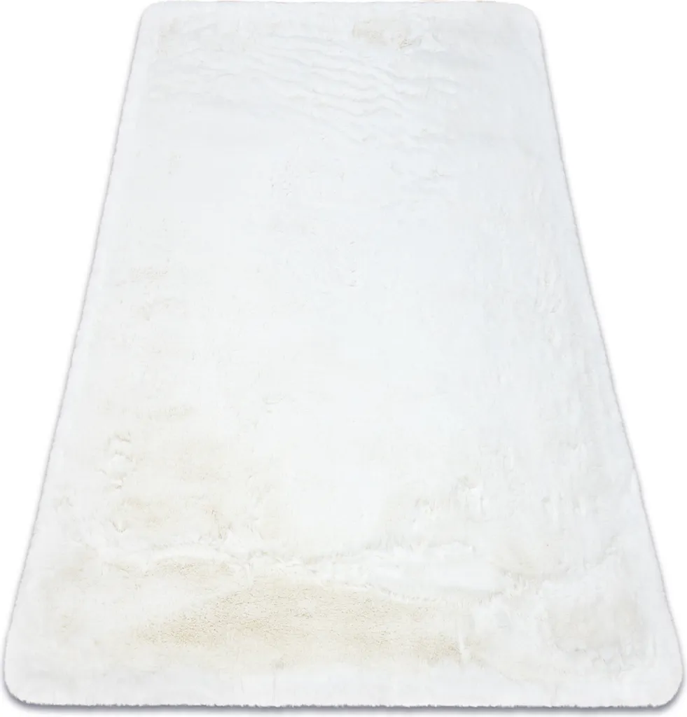Tapis lavable TEDDY Shaggy blanc ivoire 120x160 cm peluche très épais