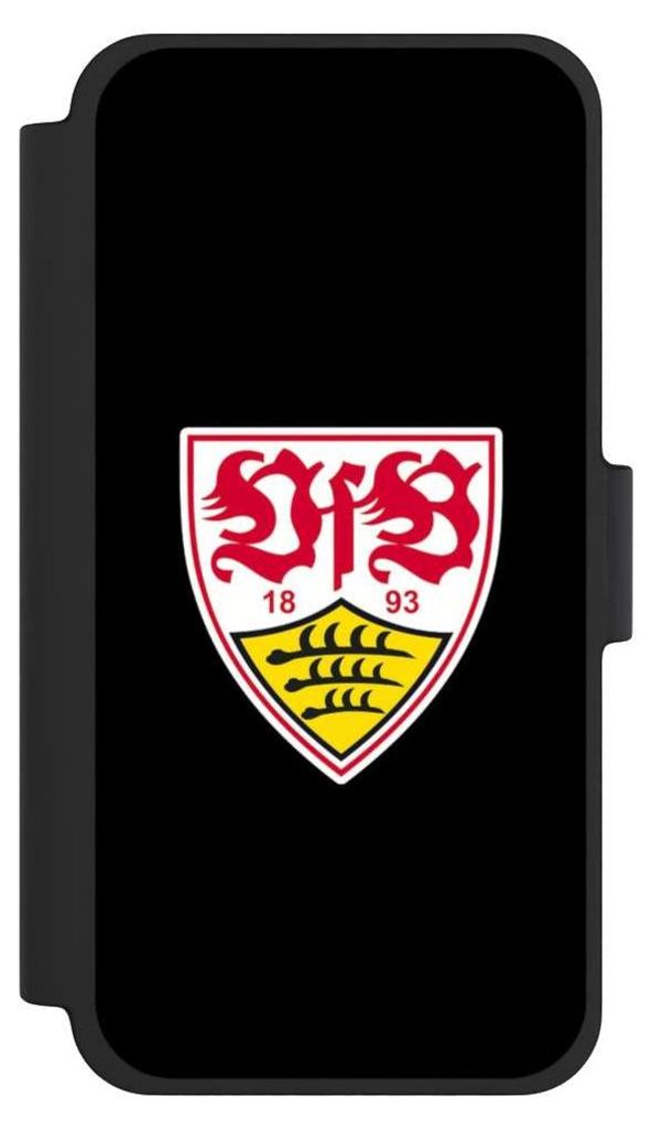 NIVOCASE Klapphülle für Apple iPhone 12 mini Handyhülle aus Kunst Leder NIVOflip schwarz Offizielles Lizenzprodukt VfB Stuttgart Wappen