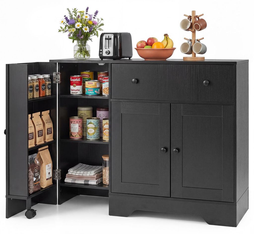 COSTWAY Küchenschrank, Sideboard auf Rollen, Buffetschrank Produktbild 