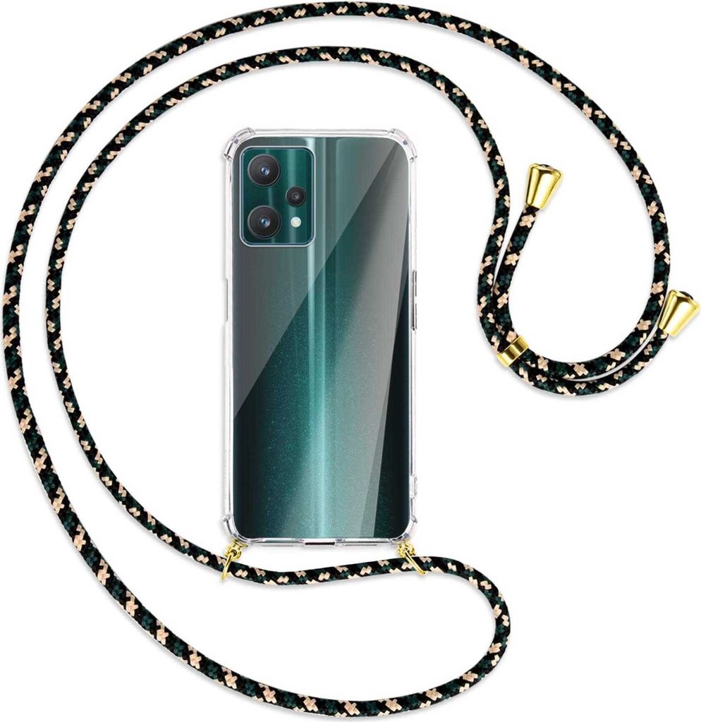 Handykette Backcover-Schutzhülle mit Band (Metall goldfarben) für Realme 9 Pro 5G - camouflage