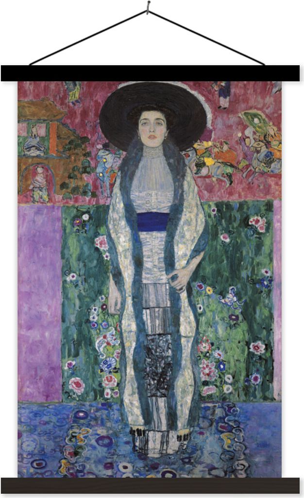 MuchoWow Textilposter Porträt von Adèle Bloch-Bauer II - Gustav Klimt 40x60 cm mit schwarzem Rahmen - Wanddekorationen
