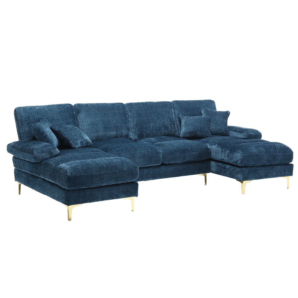 COOLMORE Modern Large chenille Fabric U-Shape Sectional Sofa
