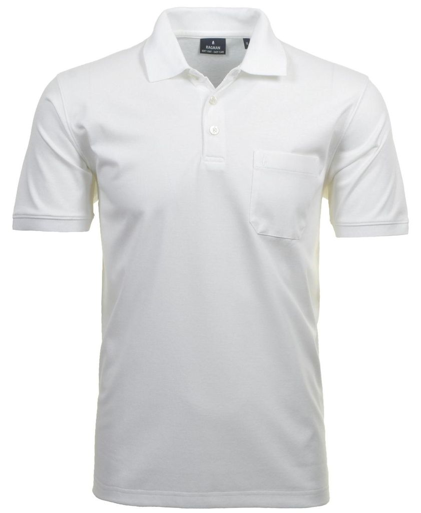 Ragman H-Polo Polo Soft-Knit uni in weiß