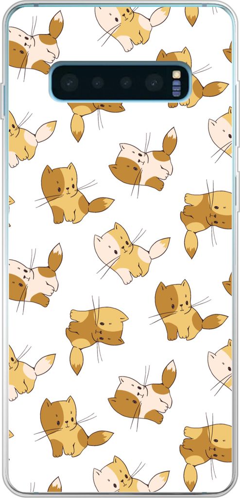 MuchoWow Handyhülle Schutzhülle Hülle für Telefoonhoesje Samsung Galaxy S10 Lite Muster - Katze - Kätzchen - Jungen - Mädchen - Kinder - Ki...