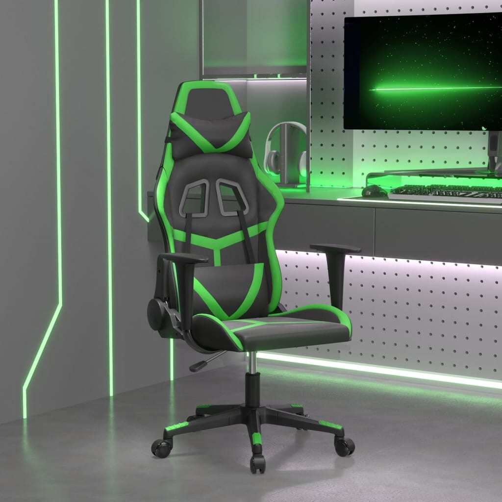 "im Angebot" Gaming-Stuhl mit Massagefunktion Schwarz und Grün Kunstleder - Bürostühle CC15498