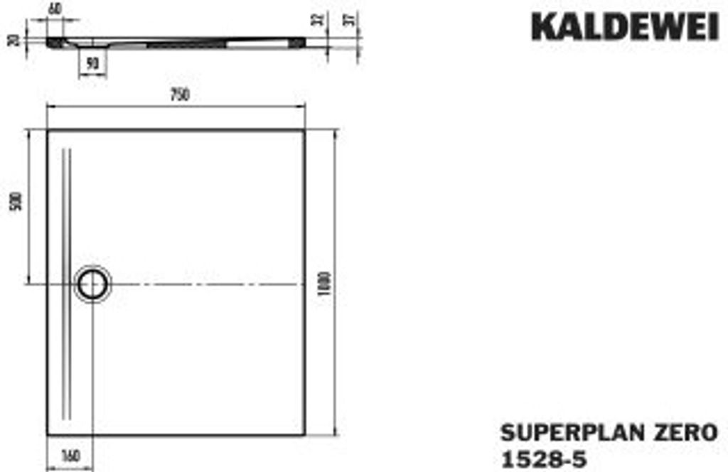 Kaldewei 352847980671 DW SUPERPLAN ZERO Mod.1528-5, 750 x
