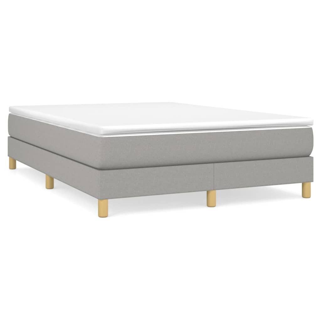 vidaXL Boxspringbett mit Matratze Hellgrau 140x190 cm Stoff
