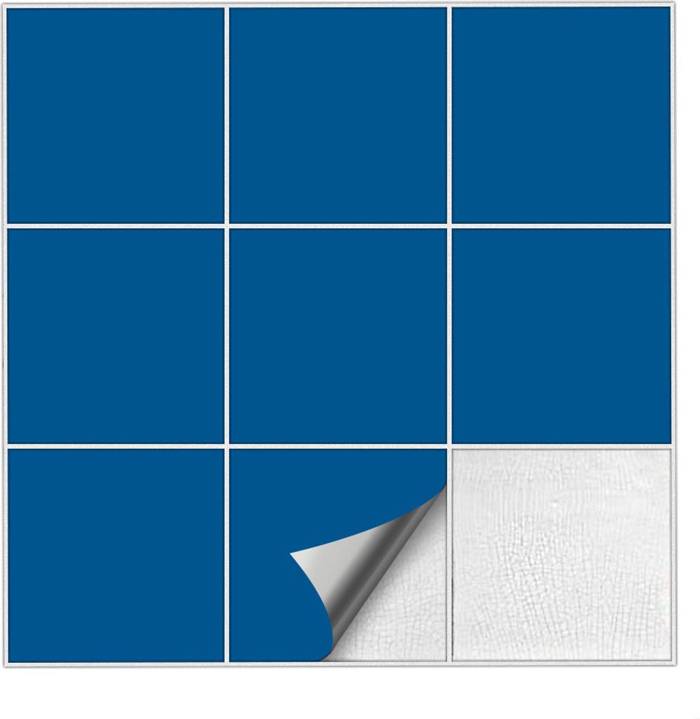 Kiwistar Fliesenaufkleber Enzianblau Seidenmatt - 6 x 6 cm - 1 Stück - Klebefliesen Fliesenmuster Stickerfliesen Wandfliesen überkleben