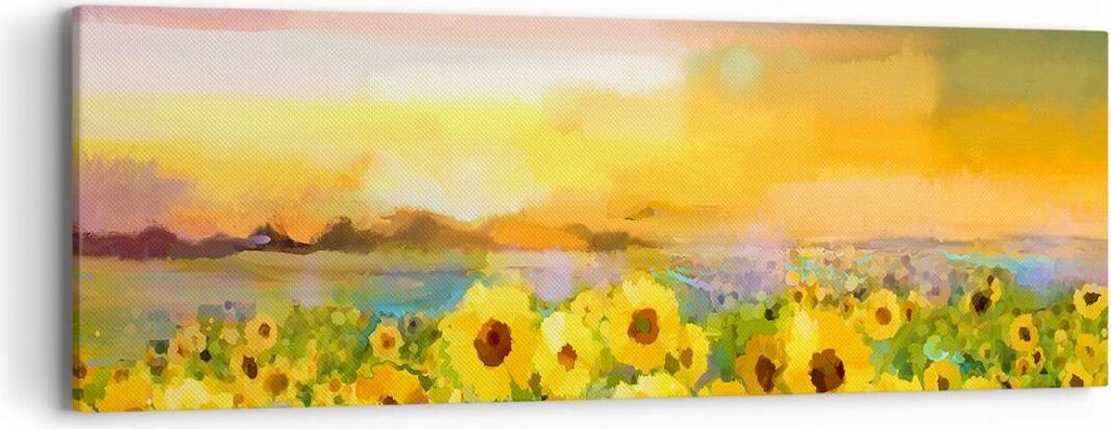 Bild auf Leinwand - Leinwandbild - Sonnenblumen Blume - 90x30cm - Wand Bild - Wanddeko - Wandbilder - Leinwanddruck - Bilder - Kunstdruck - Wanddek...