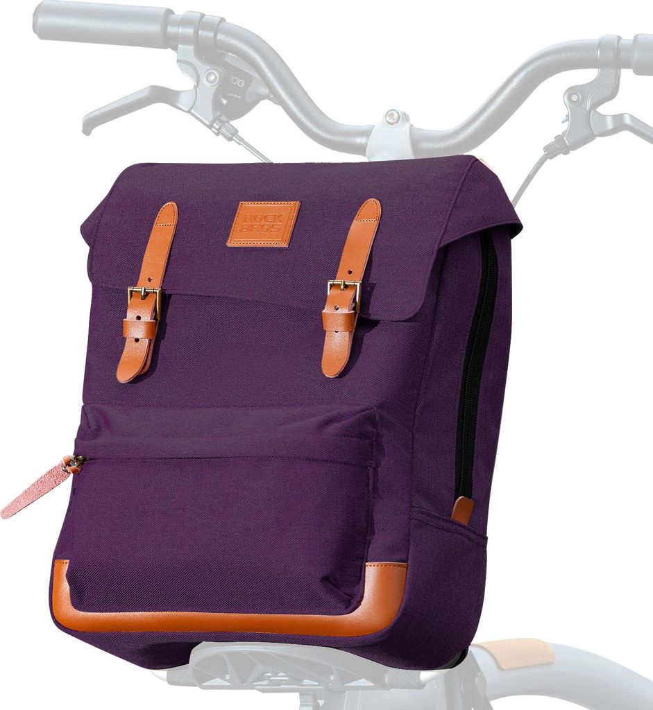 ROCKBROS Fahrrad Lenkertasche Faltbare Fronttasche für Brompton/Faltrad mit Laptopfach für Damen und Herren Lila