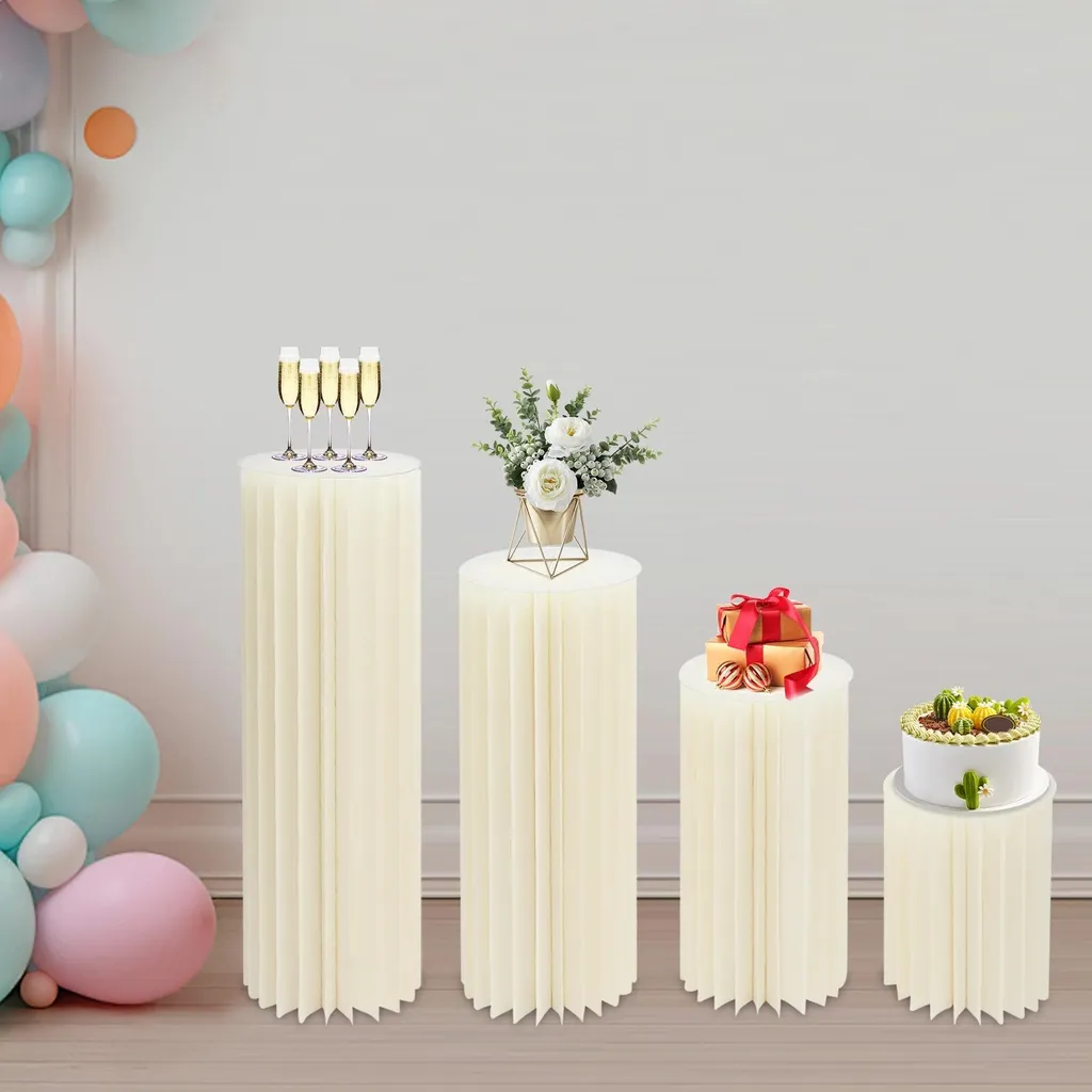 Centre de table pour anniversaire blanc - Lot 4 colonnes modulables - 5