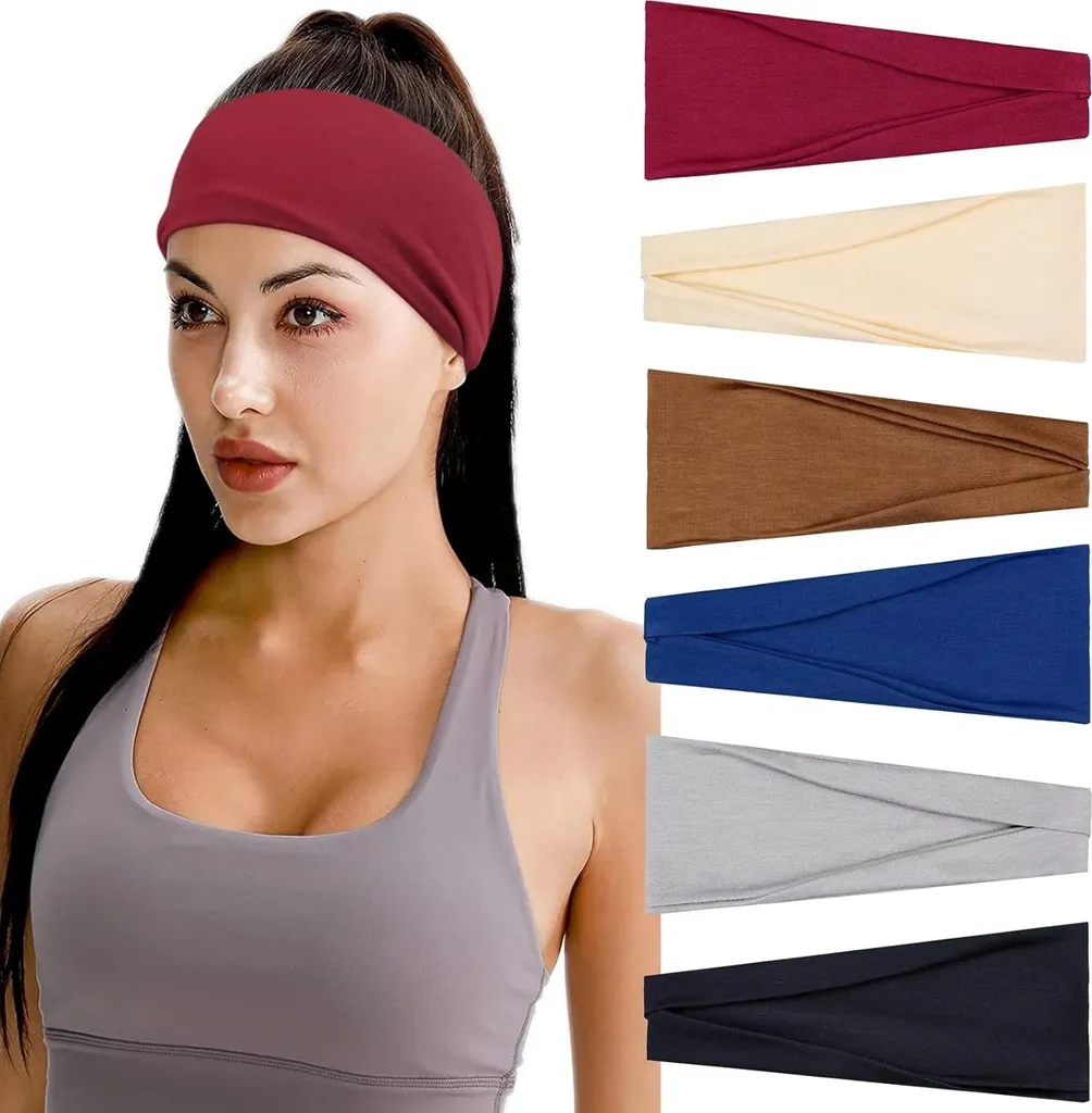 Bandeaux souples Fitness Femme, Tissu Technique Absorbant, Lot de 5 couleurs