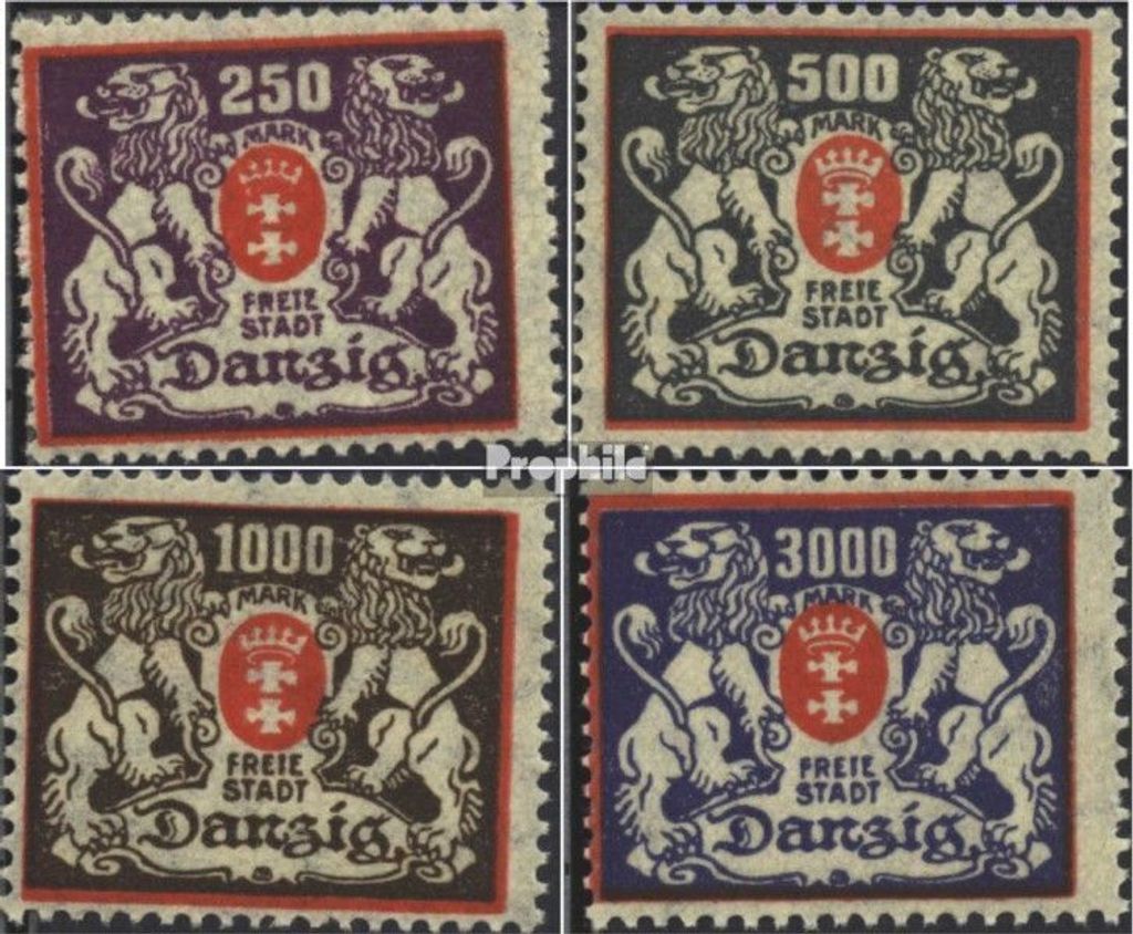Briefmarken Danzig 1923 Mi 143-146 (kompl.Ausg.) postfrisch Wappen mit Löwen