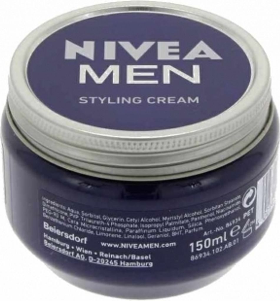 A close-up of a Nivea Men Styling Cream jar.