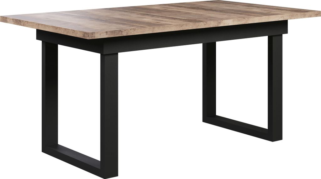 trendteam Speisen Esstisch Universal, Eiche Tabak Melamin/Schwarz, B/H/T ca. 160-200/76/90 cm
