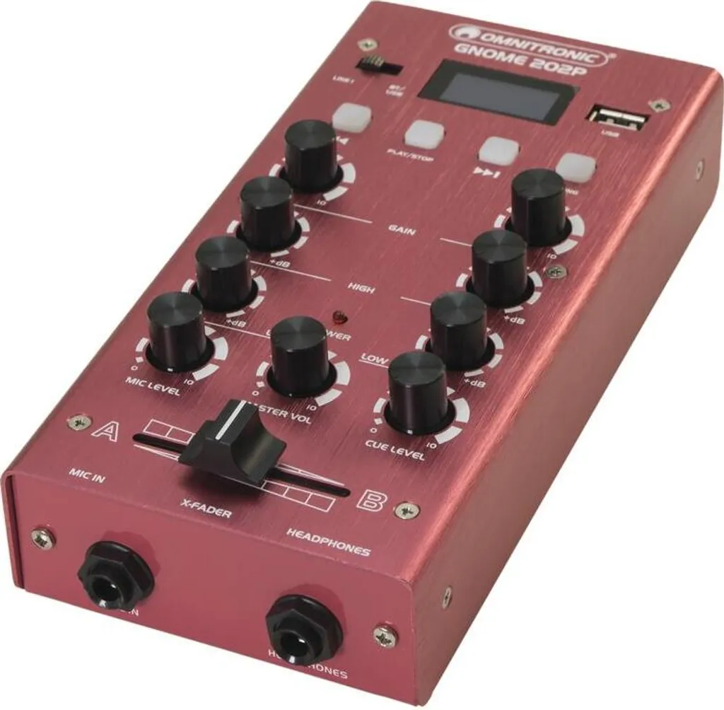 Table de mixage miniature 2 voies OMNITRONIC GNOME-202P rouge - 3