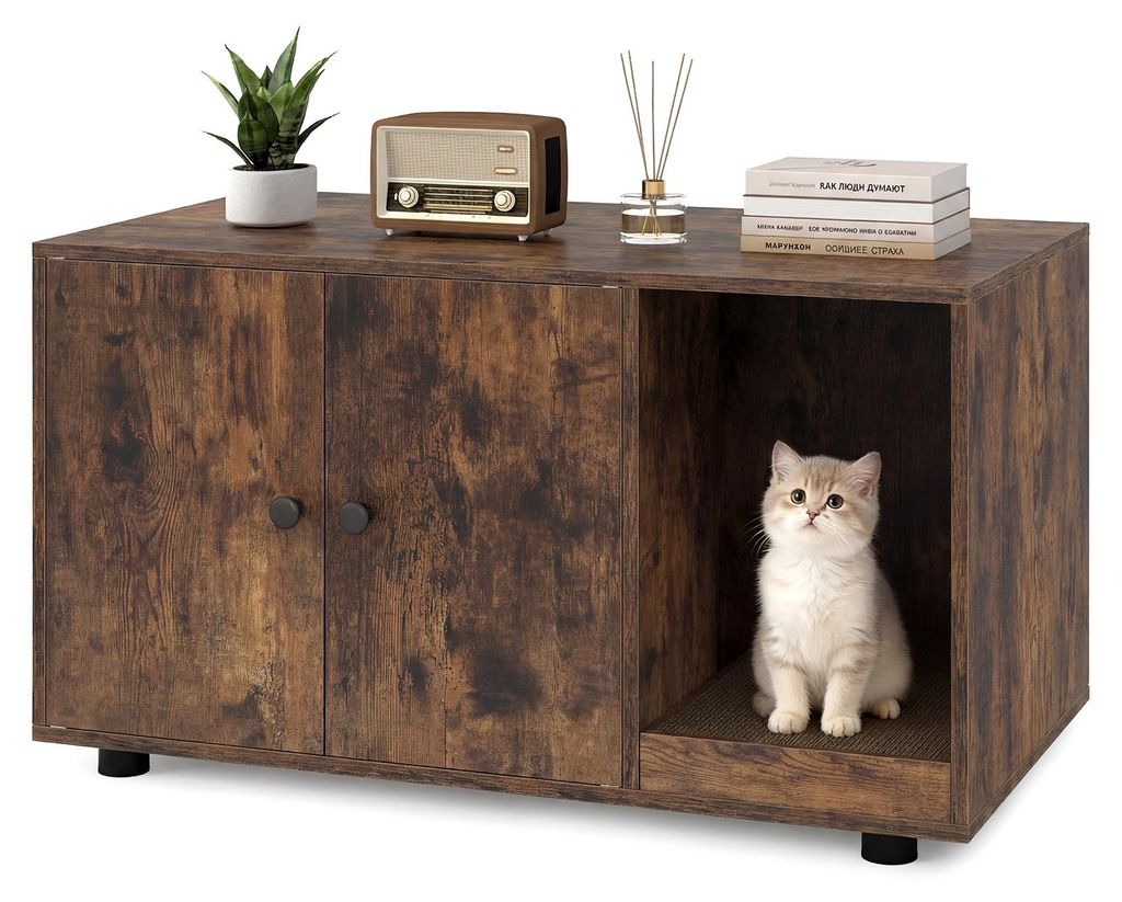COSTWAY, armario para gatos de 90x50x50 cm, con arenero Imagen del producto 