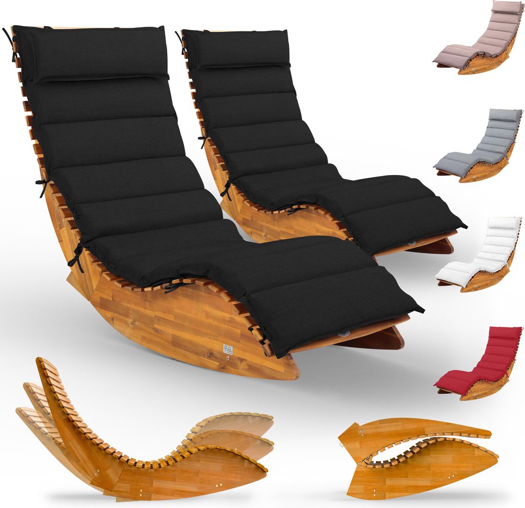 CASARIA® 2x Chaise longue à bascule JAVA avec housse Image du produit 