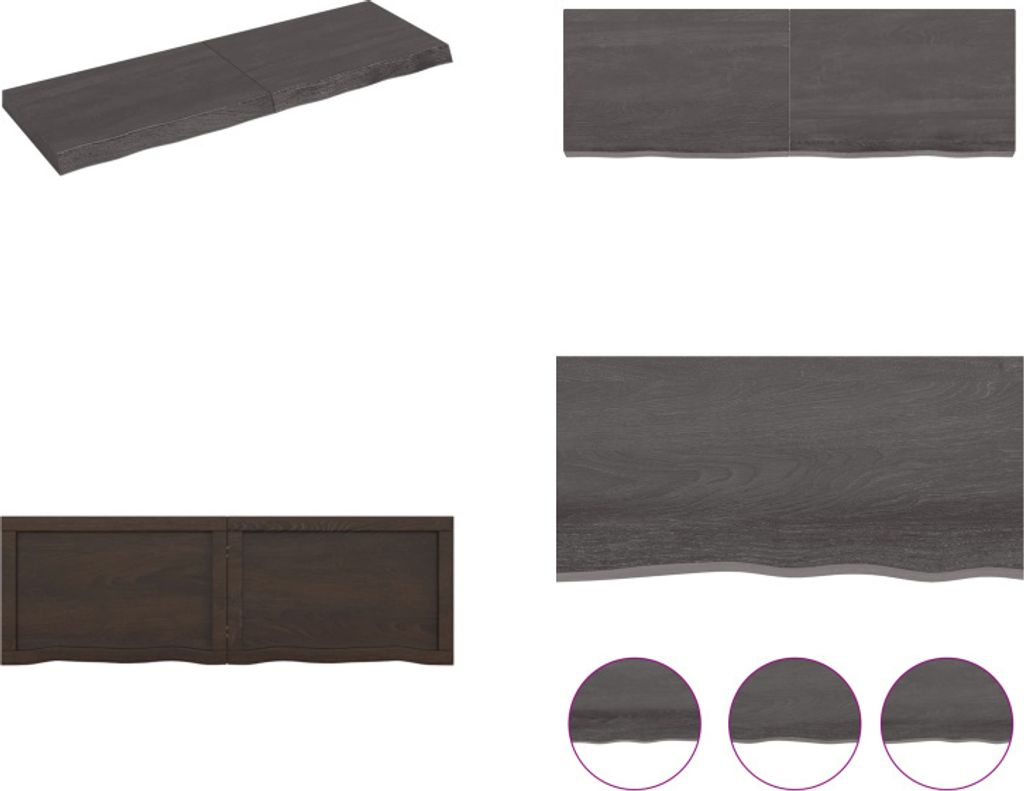 vidaXL Wandregal Dunkelbraun 120x40x(2 6)cm Massivholz Eiche Behandelt - Wandregal - Wandregale - Wandboard - Hängeregal