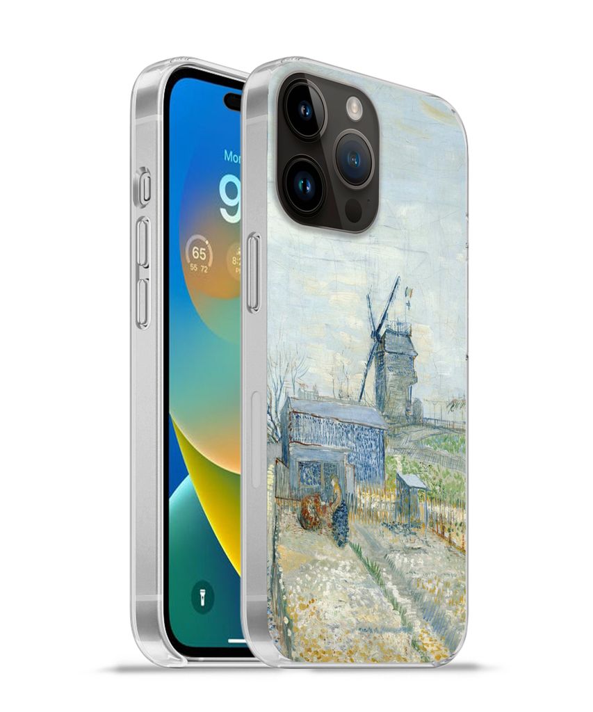 MuchoWow Handyhülle Schutzhülle Hülle für Apple iPhone 14 Pro - Softcase Montmartre: Mühlen und Gärten - Vincent van Gogh Silikon Softcase ...