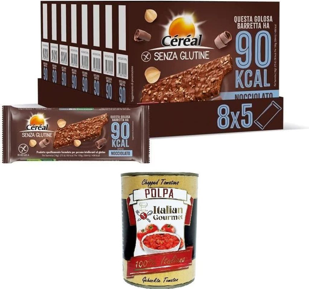 Céréal Haselnuss, glutenfreie Riegel mit Getreide und Schokolade, leckerer und ballaststoffreicher Snack mit nur 90 Kalorien pro Keks, Packung mi...