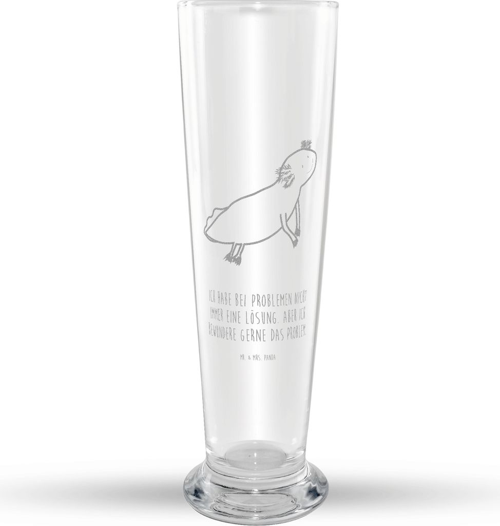 Mr. & Mrs. Panda Bierglas Axolotl Schwimmen - Transparent - Geschenk, Schwanzlurch, Weizen Glas, Mr Mrs Weizenglas, Bier, glücklich, Optimistisch,...