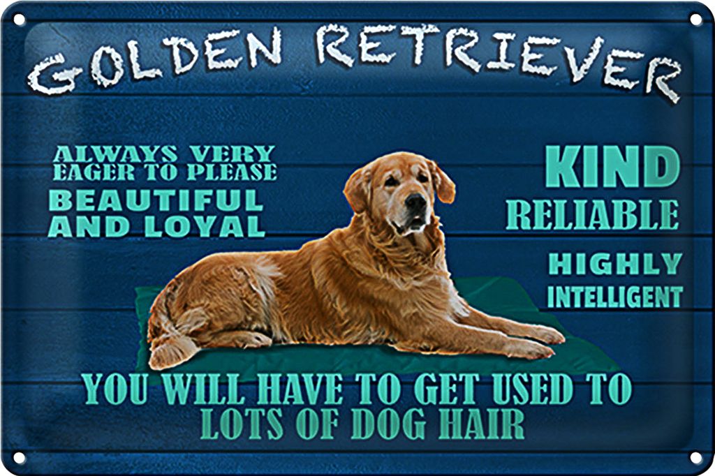 Blechschild Spruch 18x12cm Golden Retriever Hund very eager