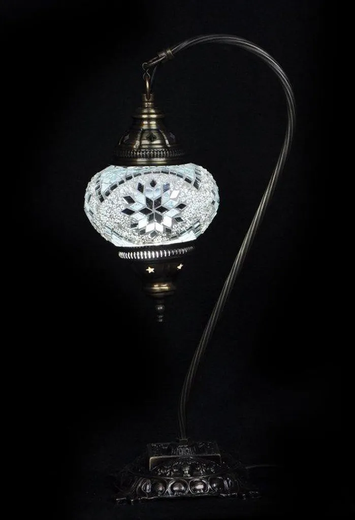 Lampe de chevet orientale blanche mosaïque 39 cm lumière douce chambre