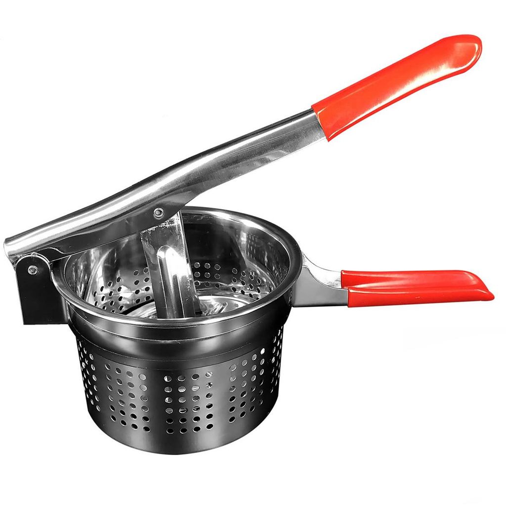 Gemüsepresse,Edelstahl Presse, rutschfester roter Silikongriff, zum Füllen von Pfannkuchen,16cm