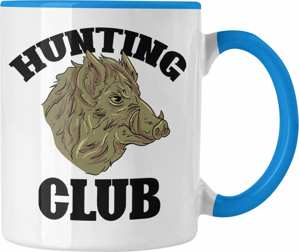 Trendation - Hunting Club Wildschwein Tasse Jäger Geschenk Spruch Geschenkidee Jagd (Blau)