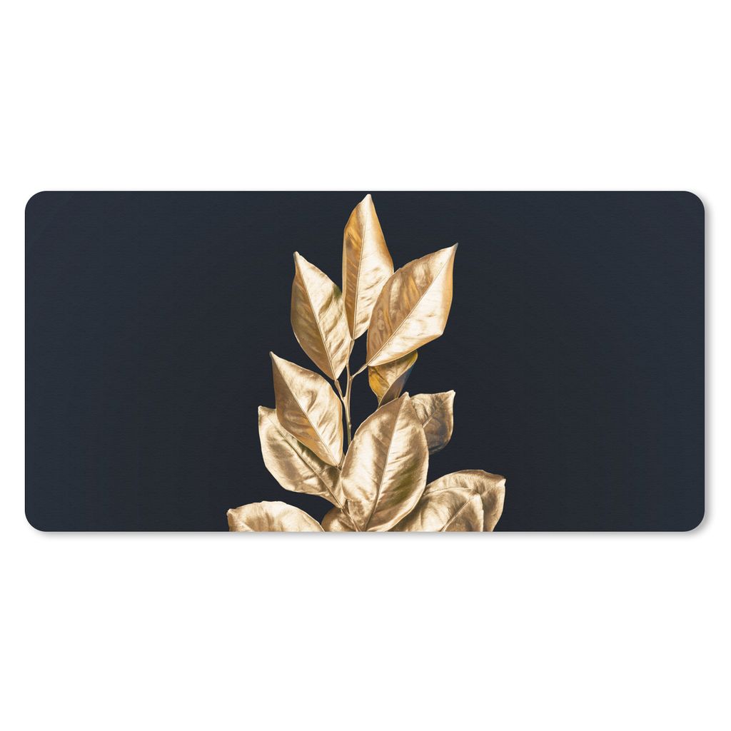 MuchoWow Mauspad Mousepad Pflanze - Blätter - Gold - Schwarz - Luxus 60x30 cm - Mousepads - Maus Mat - Pad - Mausunterlage - Nachhaltig