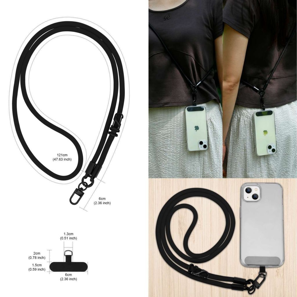 Cadorabo Handykette für Motorola MOTO X PLAY in SCHWARZ - Handy Hülle mit Verstellbaren Band Kordel zum Umhängen