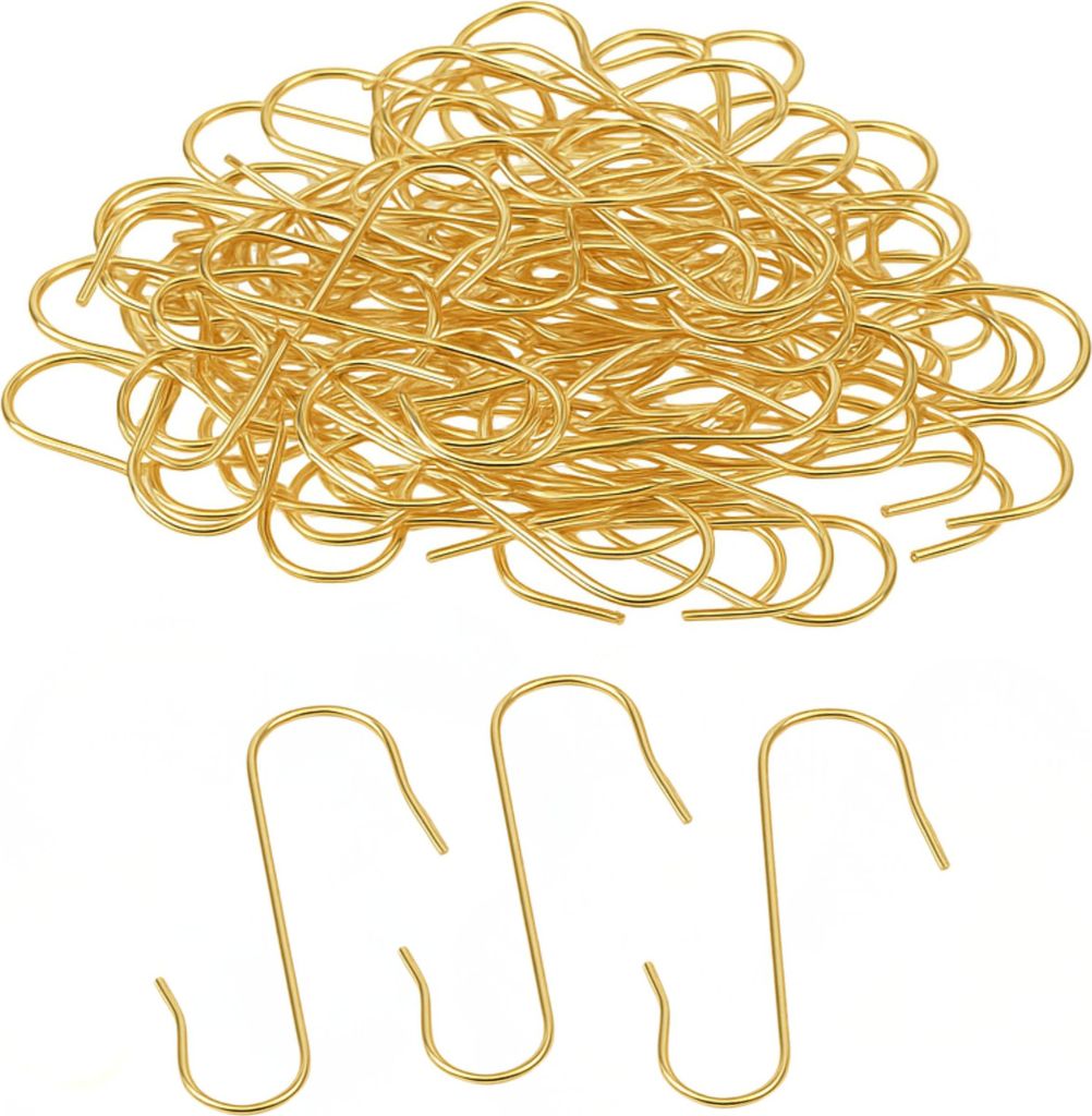 100 goldene Schnellaufhänger für Christbaumschmuck – Schnelle & elegante Befestigung Ihrer Weihnachtsbaumkugeln