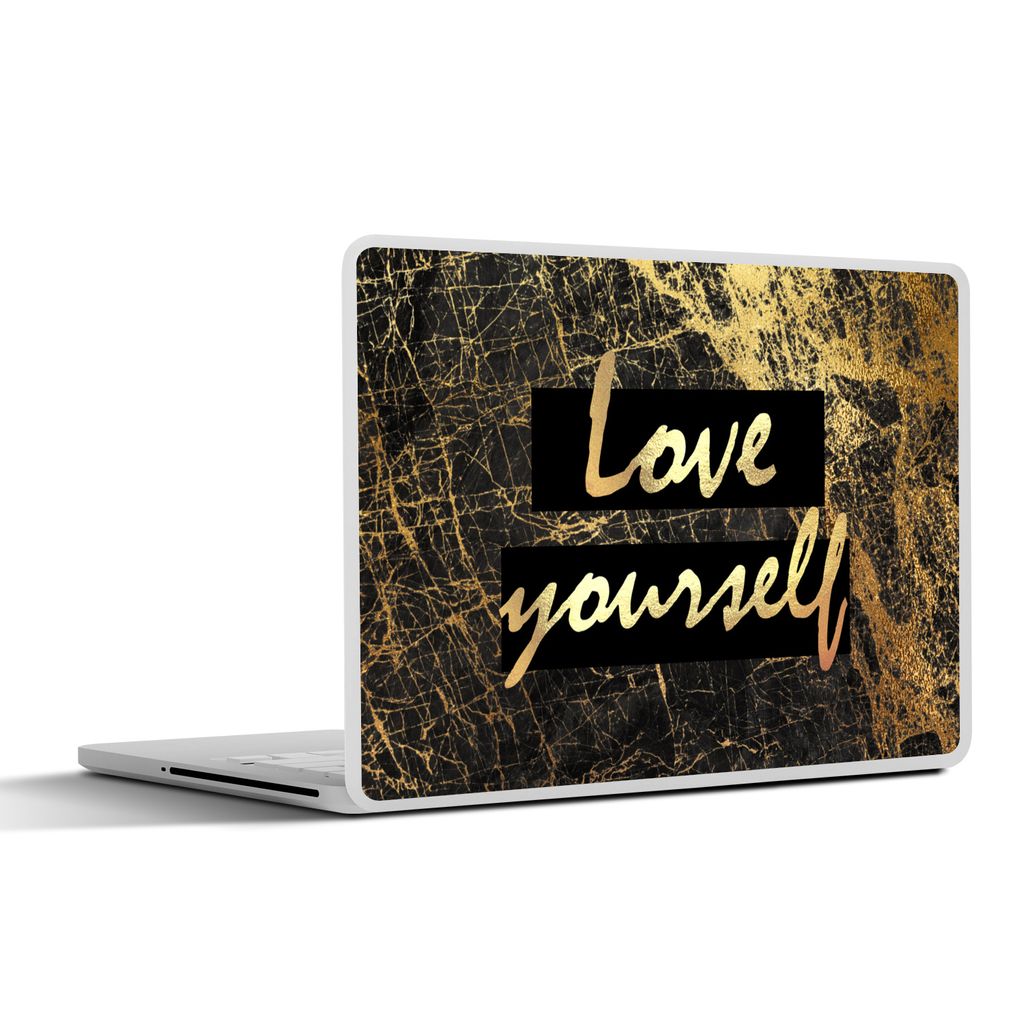 MuchoWow Laptop Aufkleber Sticker Cover Zitate - Selbstvertrauen - Gold - Schwarz 31x22.5 cm - Laptop-Deko