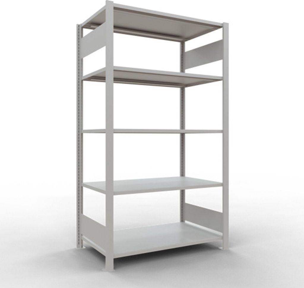 Schulte Büro-Fachbodenregal MULTIplus150 Stecksystem ohne Mittelanschlag | Grundregal | Fachlast 150kg | 180x100x60cm | 5 Ebenen | Beidseitig nutz...