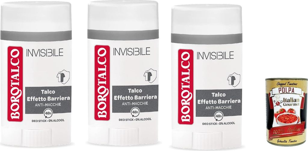 Borotalco, Deodorant Deo Stick Invisibile, ohne Alkohol,mit Talk des Barriereffekts, fängt und überträgt keine Laions, 48 Stunden Wirksamkeit, 3...