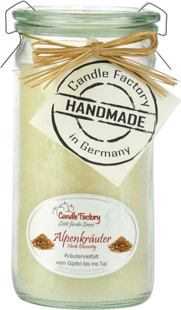 Candle Factory Mini Jumbo, Rund, Elfenbein, Kräuter, 70 h, Produktbild 