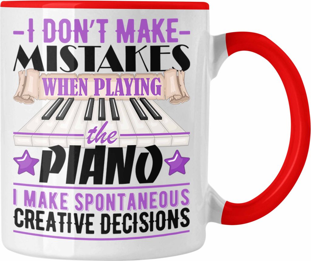 Trendation - Piano-Spieler Tasse Geschenk Pianist Kaffee-becher (Rot)
