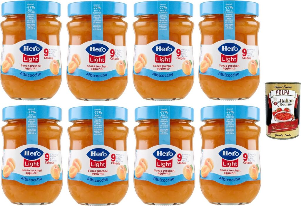 Hero Light Light Aprikose, Marmelade, 8 Gläser mit 280 g, Produktbild 