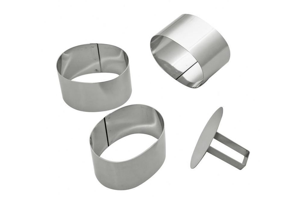 Schaumspeisering Dessertform Mousse-Ring Schaumgebäckringe 4er Set Oval Edelstahl