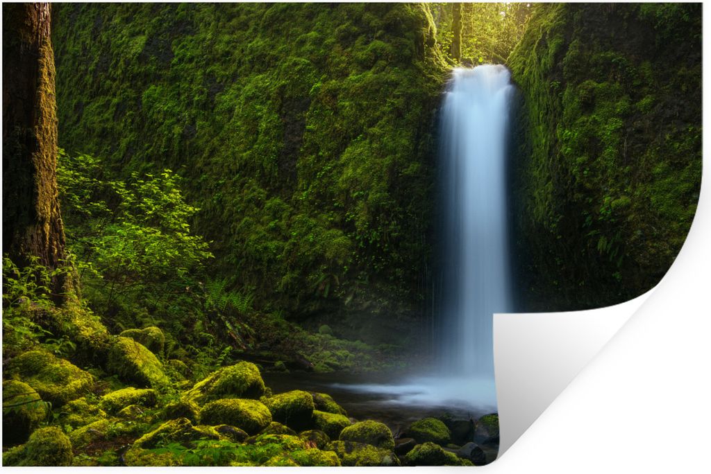 MuchoWow Wandtattoo Wandsticker Wandaufkleber Dschungel - Wasserfall - Natur 30x20 cm Selbstklebend und Repositionierbar - Wierderverwendbar - Se...