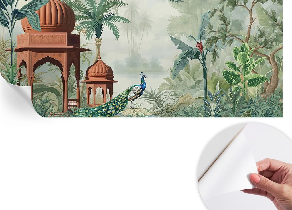 Selbstklebende Wandtapete - Dekorative Tapete für Wohnzimmer - Klebefolie für Wandbilder - Tapetenfolie für Wanddekoration - 208x146 cm - Peacoc...