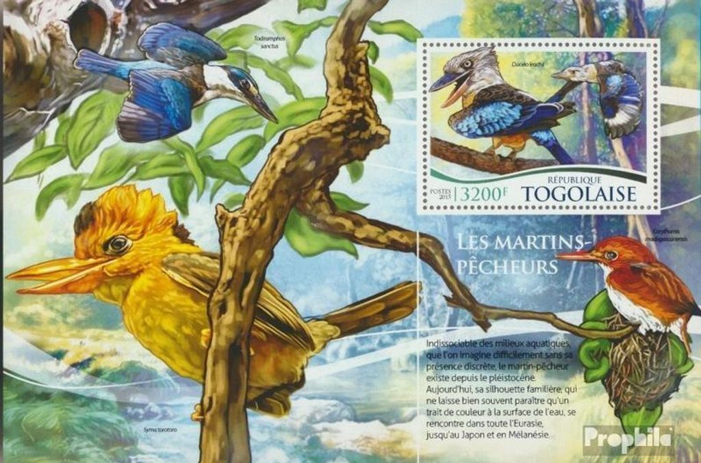 Briefmarken Togo 2015 Mi Block 1169 (kompl. Ausgabe) postfrisch Eisvögel