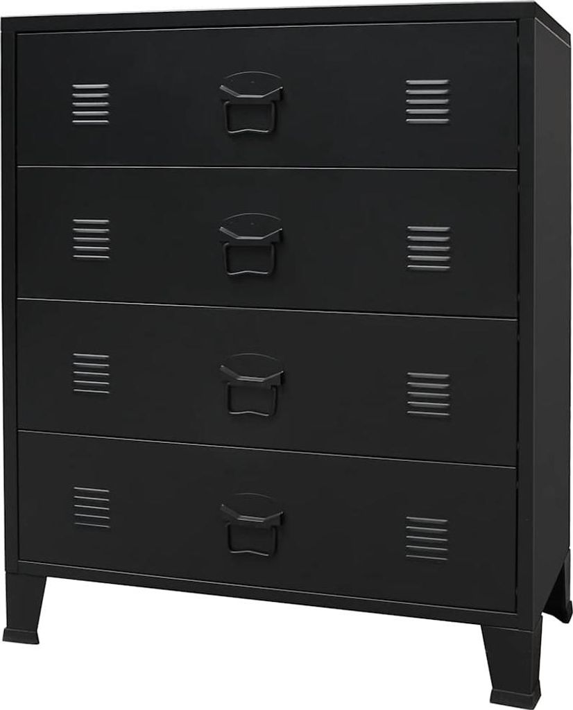 vidaXL Schubladenschrank Metall Industrie-Stil 78 x 40 x 93 cm Schwarz