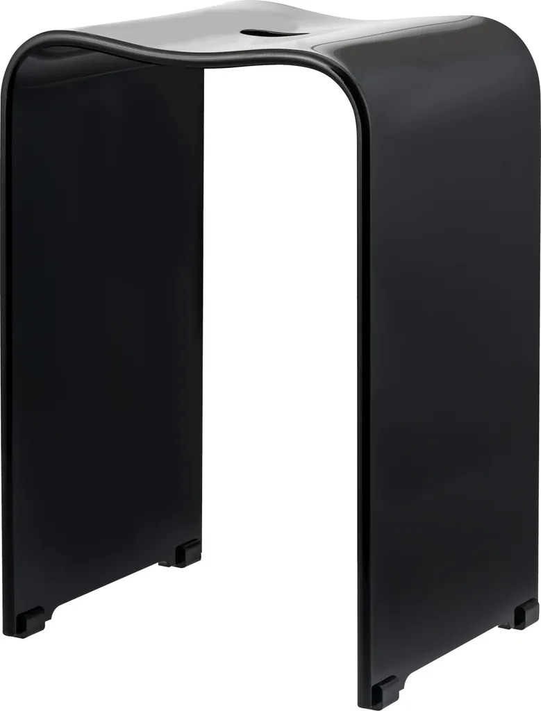 bremermann Tabouret de bain et douche en acrylique noir, 33x27,5x48 cm