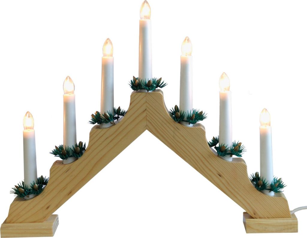 Weihnachtsdekoration LED Kerzenhalter 7 Kerzen natur Produktbild 