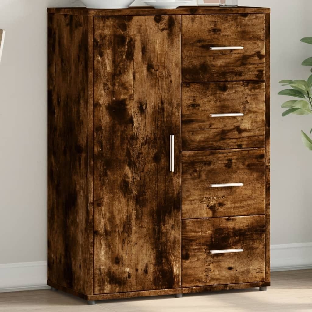 "Rabatt" Mehrzweckschrank/Vitrine/Sideboard - Modernes Design - Räuchereiche 60x31x84 cm Holzwerkstoff - Kommoden CC23118
