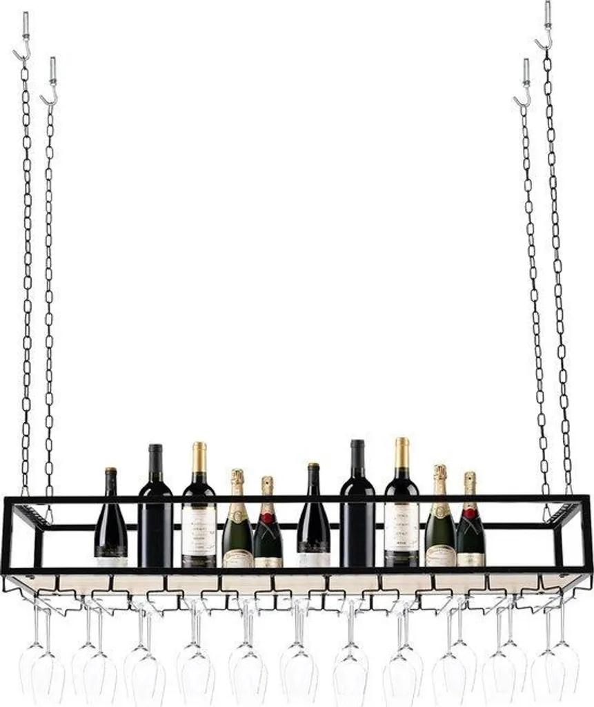 Étagère à vin murale 120 cm en inox - Support bouteilles cuisine 75 kg