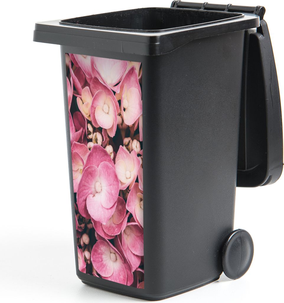MuchoWow Mülltonnenaufkleber Nahaufnahme rosa Hortensien 44x98 cm - Containeraufkleber - Aufkleber - Mülltonnen-Aufkleber