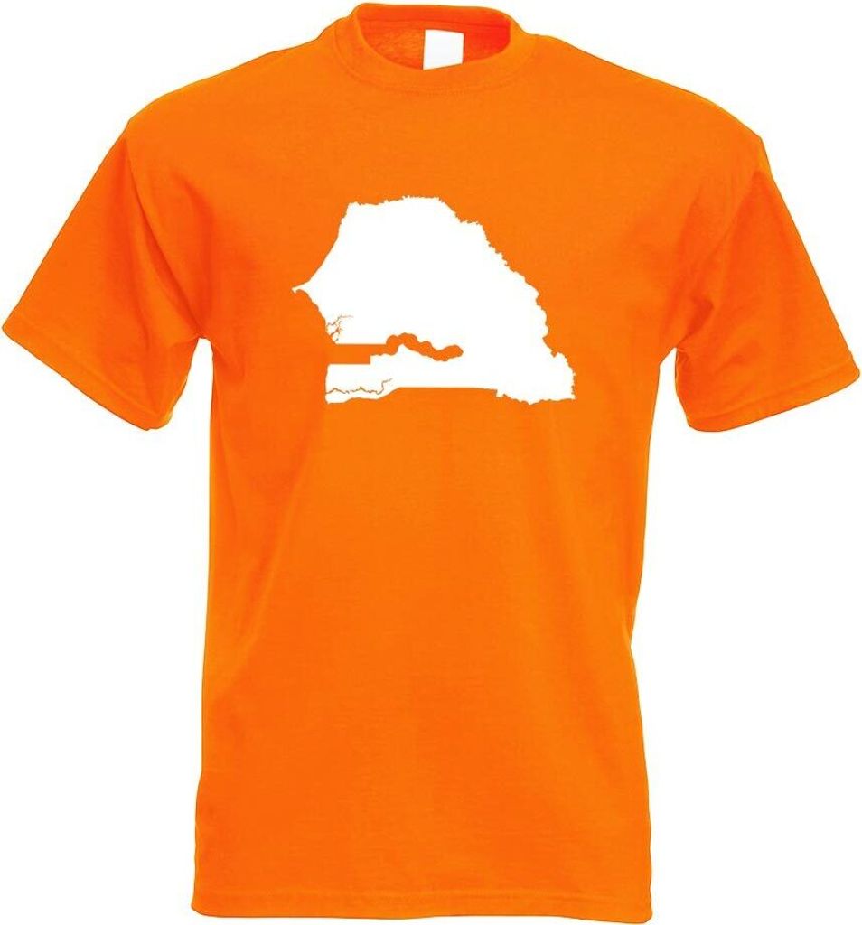 Kiwistar - T-Shirt - orange - Senegal Umriss Kontur Herren Funshirt Bedruckt Design Sprüche Spruch Motive - mit Motiv Bedruckt - Funshirt Design -...